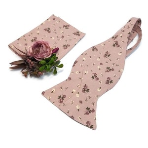 Mauve Dusty Pink Patterned Matching Suspenders Groom Necktie Groomsmen ...