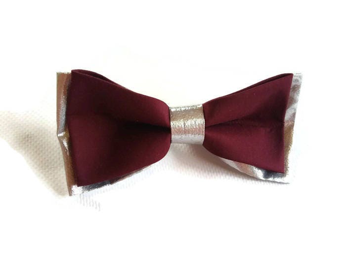 Burgundy SILVER wedding bow tie and suspenders boys ringbearer | Etsy