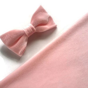 Peach VELVET men's bow tie slim narrow ties selftied bowtie matching pocket square clip on bowties ring bearerr infant boy groom groomsmen