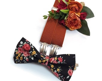 LIMITED EDITION Black and Terracotta weddingday Groom Bride Groomsmen matching set for father and son 1st birthday Toddler bowtie braces