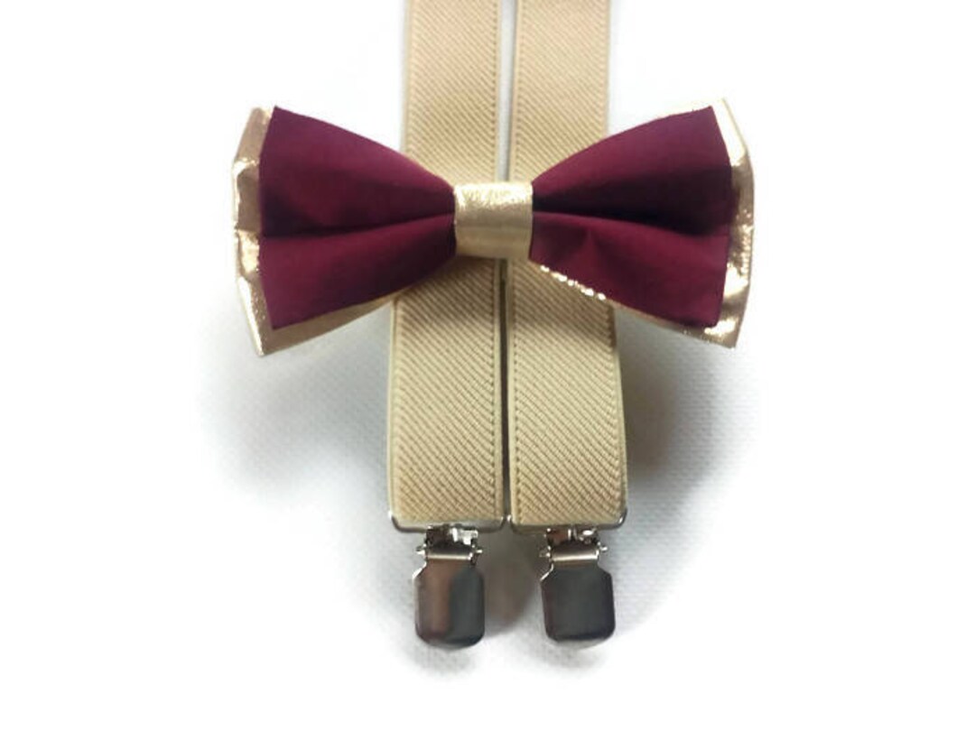 burgundy gold bow tie
