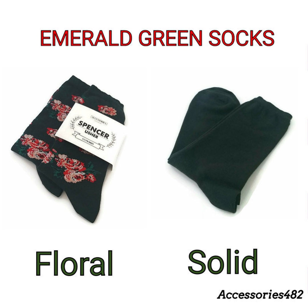EMERALD GREEN Socks DEEP Green Floral Socks Solid Soxks Etsy