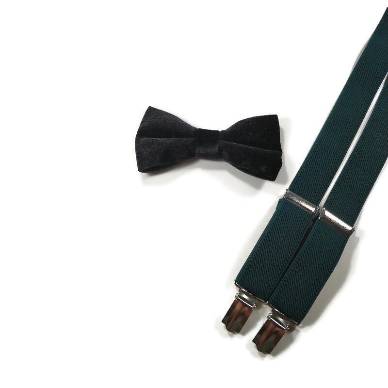 EMERALD GREEN Suspenders VELVET Wedding Bowtie Groom Groomsmen Etsy