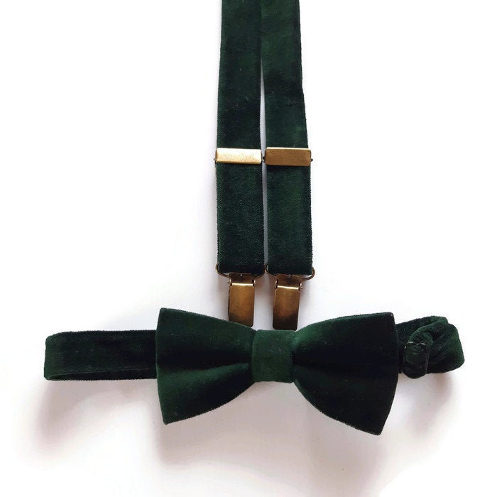 Emerald GREEN VELVET Neck Tie Suspenders Boutonniere Groom Etsy