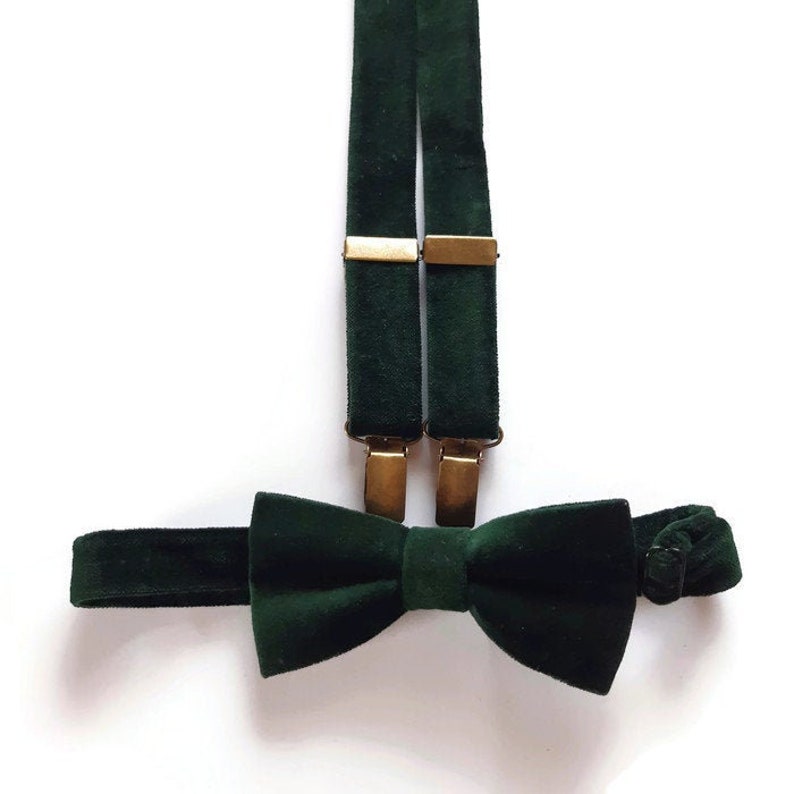 Emerald GREEN VELVET Neck Tie Suspenders Boutonniere Groom Etsy