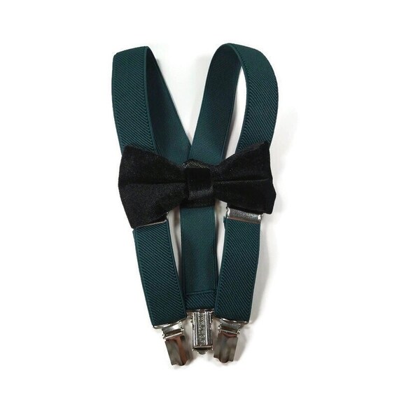 EMERALD GREEN Suspenders VELVET Wedding Bowtie Groom Groomsmen Etsy