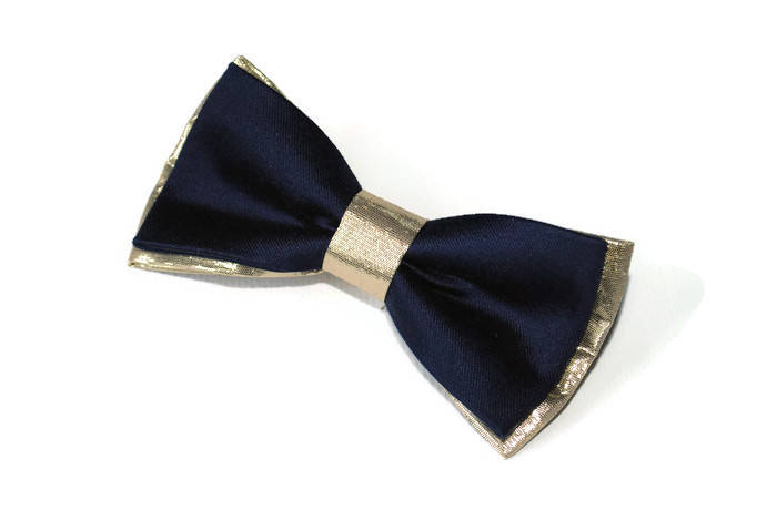 NAVY Gold Wedding/navy Gold Bow Tie/gold Navy/bow Tie Men/ring - Etsy