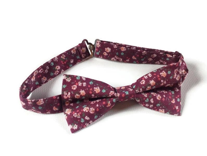 Burgundy tiny floral bow tie suspenders Etsy