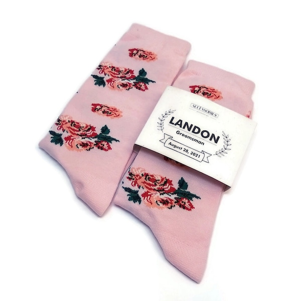 PINK floral man SOCKS Spring Wedding outfit 2023-2024 Groomsmen Brother of the Groom Proposal boxes Usher Officiant Dad of the Bride Winter