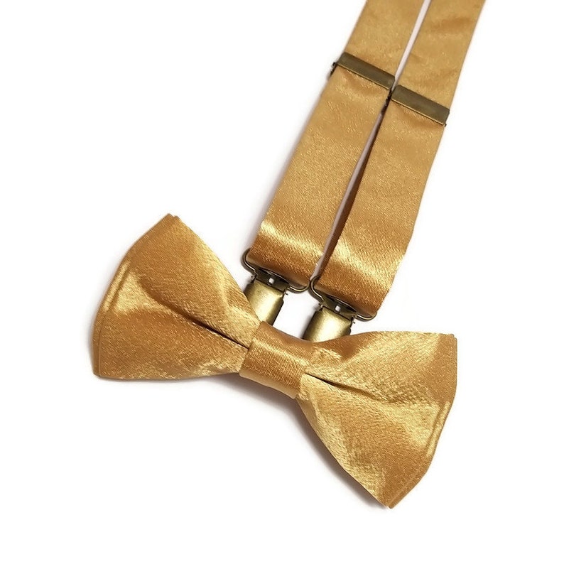 SATIN bronze set of bowtie suspenders wedding outfits groomsmen groom usher ring boy attire men Father Son birthday photoshoot buttonholes