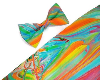 watercolor bow tie rainbow wedding multicolored accessories groomandgroomsmen ring bearer toddler size baby boys outfit for birthday party