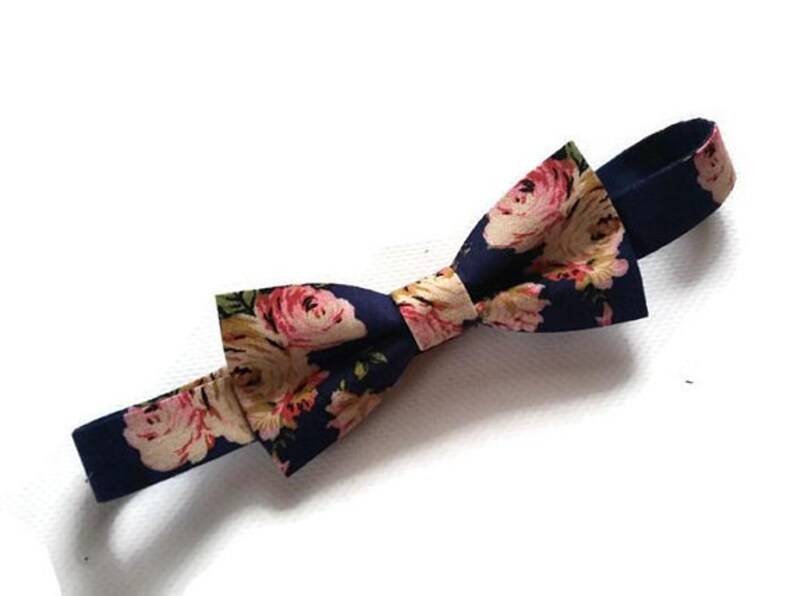 NAVY Blue Floral Bow Tie and Matching Suspenders Roses Etsy