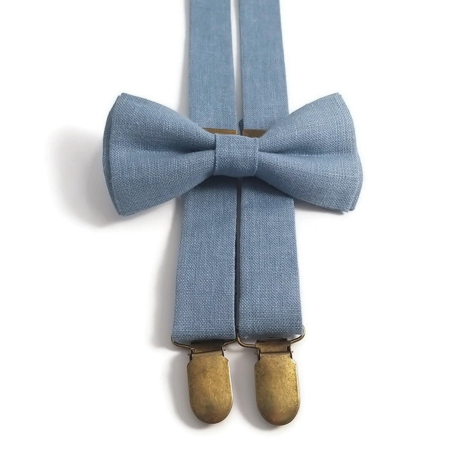 DUSTY BLUE bow tie Baby boy wedding 2021 linen bowtie Etsy