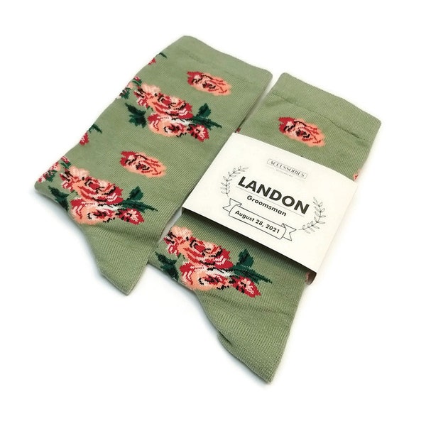 Groomsmen SOCKS SAGE GREEN Wedding floral roses Father's Day Gift ideas Brother of the Bride Groom attire Proposal gifts idea Men's sock2021