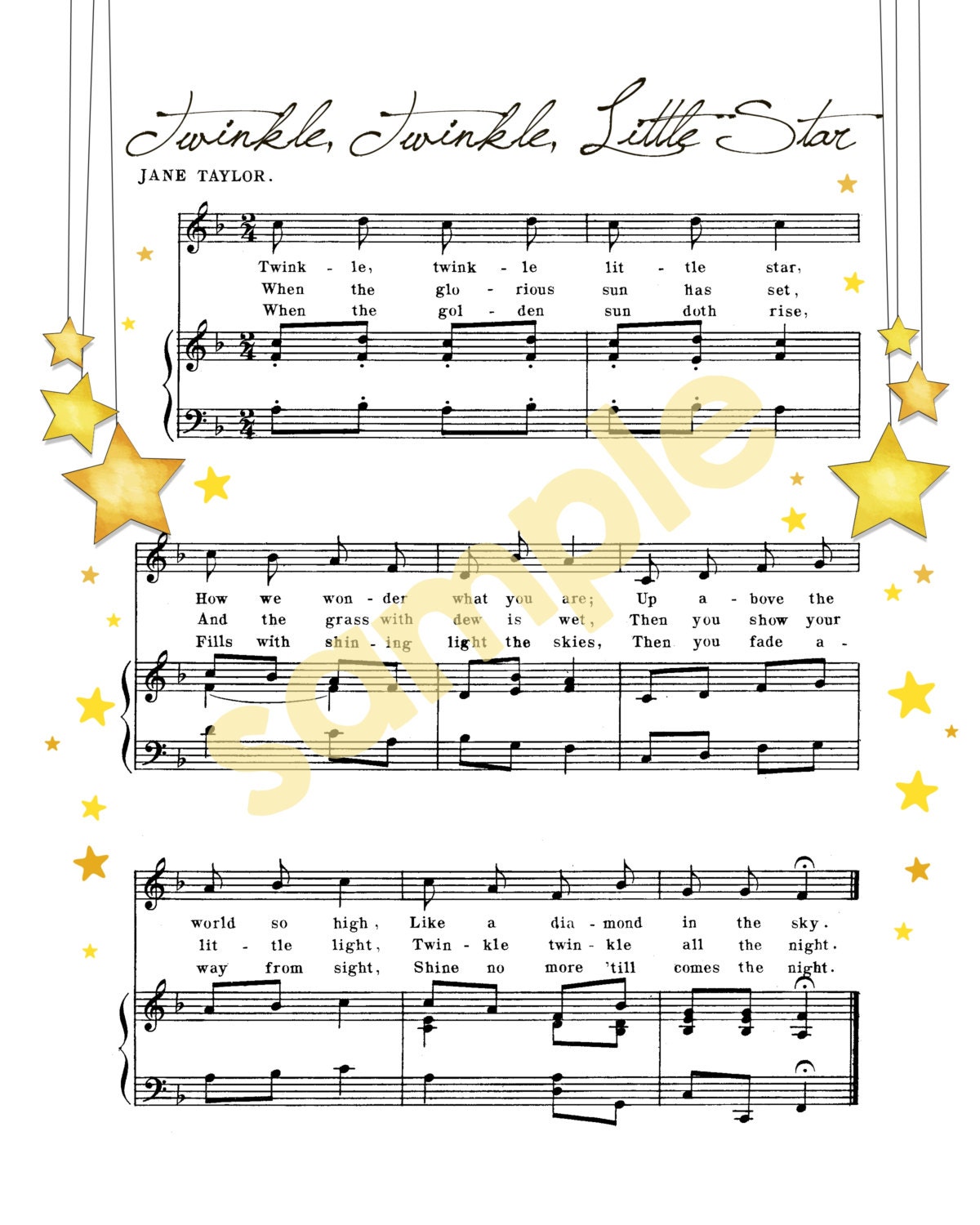 Twinkle Twinkle Little Star Text Deutsch