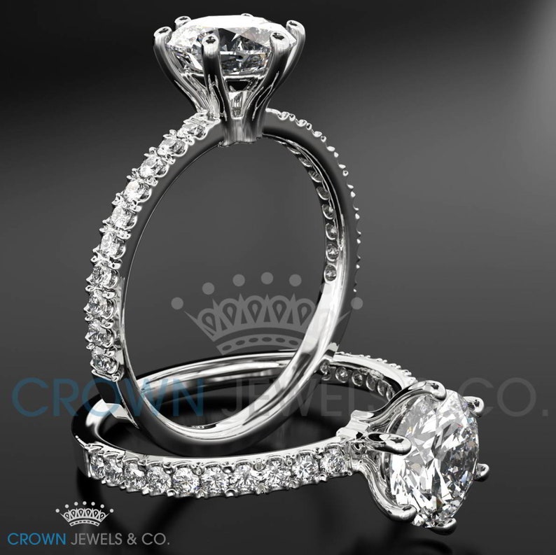 Diamond Anniversary Ring 0.85 Carat Round Cut D SI2 Women Solitaire With Accents Ring 14 Karat Yellow Gold Setting