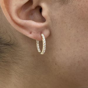 Round Diamond 0.78 ct Hoop Earrings, Sparkly E/VVS2 Clarity LGD Diamonds, Yellow Gold 14K Eco Diamonds Luxury Quality Earrings