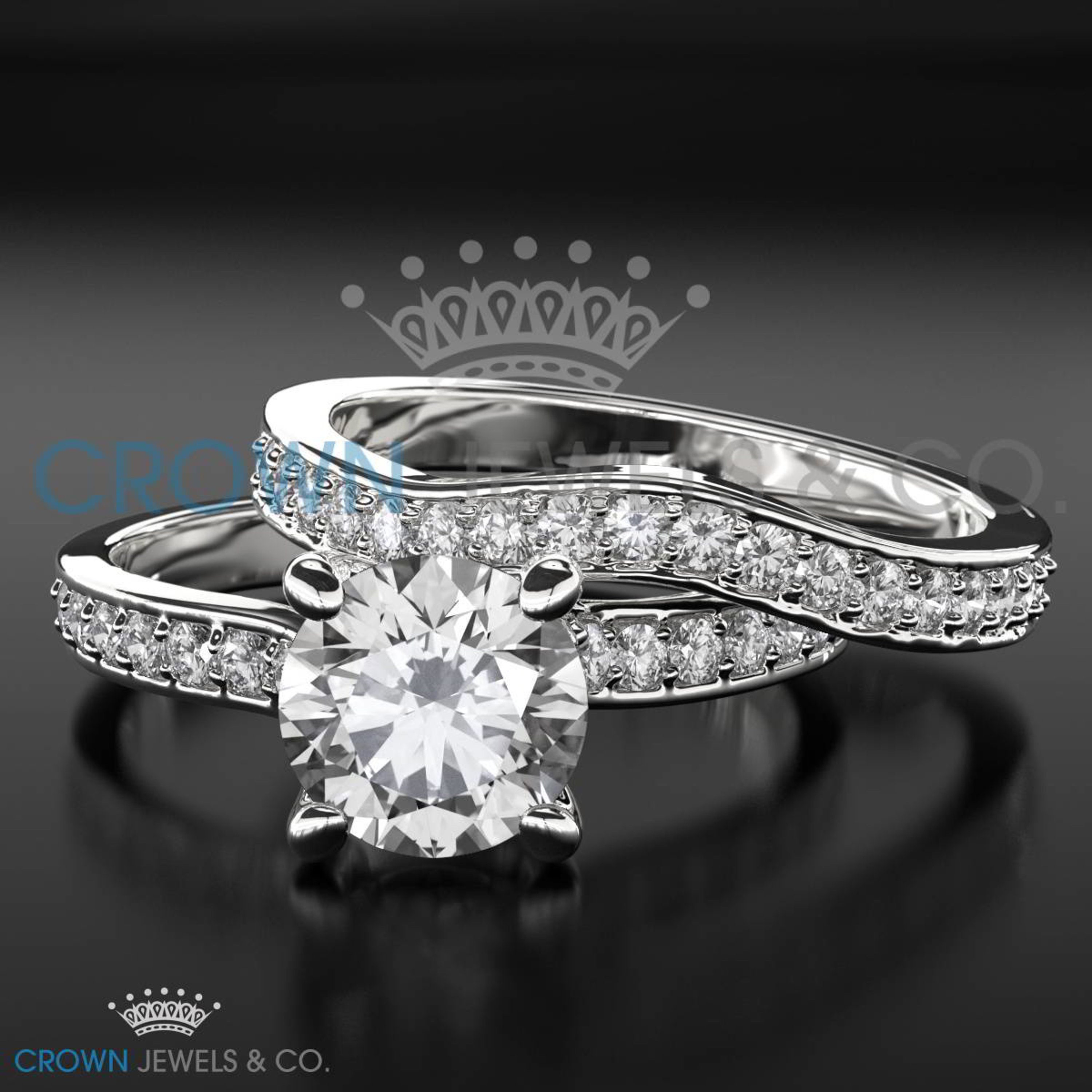 Half Eternity Wedding Band Diamond Ring Set Yellow Gold 1.80 | Etsy