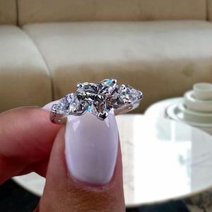 18k White Gold Three Stone Diamond Engagement Ring, IGI Certified Oval Cut Lab Created Diamond, 1.3Ct E/VS1 Clarity, Anniversary Gift