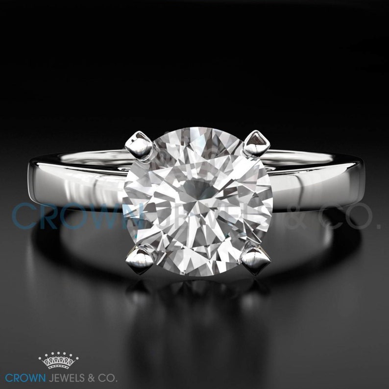 Engagement Ring Round Brilliant Cut Diamond 2.50 Carat H VS Solitaire Ring 18K Yellow Gold For Women
