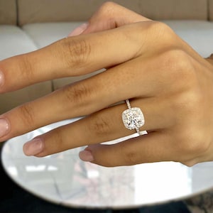 Halo Set Proposal Ring, IGI Certified E/VS1 Round Cut Lab Grown Diamond, 14k White Gold Engagement Ring, 1.8Ct Conflict Free Diamond