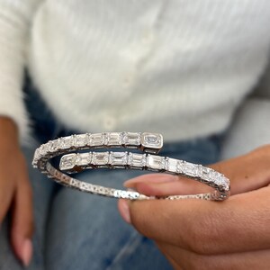 Diamond6.88 ct Bangle, Glamorous E/VVS2 Clarity LGD Diamonds, White Gold 14K Excuisite Design Eco Diamonds Magnificent Bracelet
