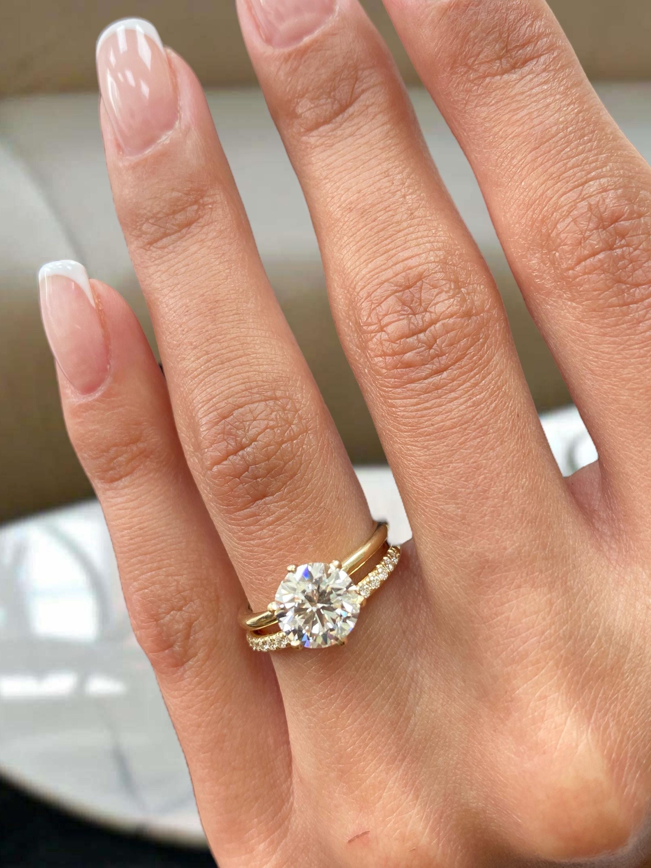 こ*う様 ダイヤモンド付き金の指輪 14Kイエローゴールド結婚指輪セット、ラウンドカットダイヤモンド婚約