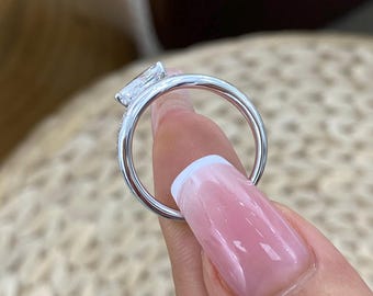 Half Eternity Ring 14K White Gold 1.2ct E/VVS2 Marquise Cut Lab Created Diamond 2-Prong,Pave Setting 21 Round Brilliant Shaped Side Stones