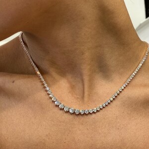 Round Diamond 10.38 ct Tennis Necklace, Sparkly  E/VVS2 Lab Diamonds, White Gold 14K Luxury Quality Eco Diamonds Necklace