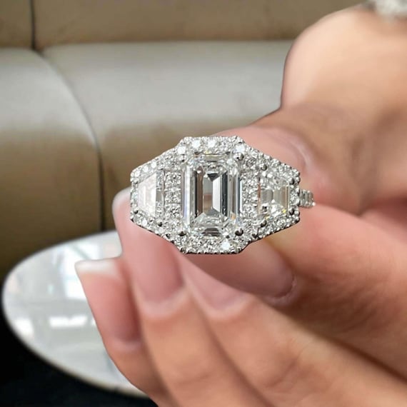 Anillo de compromiso de platino 950, elegante anillo nupcial