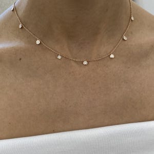 Round Diamond 0.99 ct Chain Necklace, Sparkly E/VVS2 Lab Diamonds, Rose Gold 14K Exquisite Design Ethical Diamonds Necklace