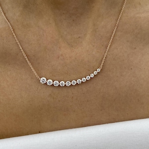 Round Diamond 2.13 ct Chain Necklace, Glamorous E/VVS2 Lab Diamonds, Rose Gold 14K High End Design Eco Diamonds Necklace