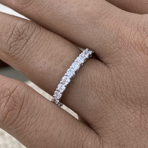1.3ct E/VVS2 Round Brilliant Cut Lab Created Diamond Eternity Ring 14K White Gold Setting Certified Delicate Jewelry for Daily Wear
