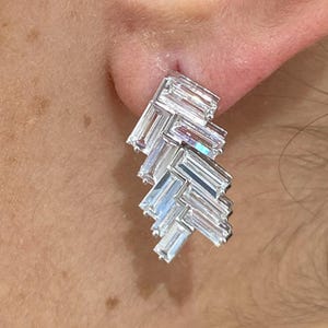 Baguette Diamond 3.19 ct Drop Earrings, Sparkly E/VVS2 CVD Diamonds, White Gold 14K Exquisite Design Eco Diamonds Exuisite Design Earrings
