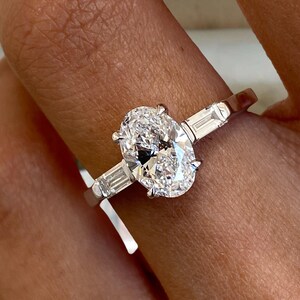 Certified 1.20ct E/VVS2 Lab Created Diamond Proposal Ring, Solid 14K White Gold Ring, Oval Cut Diamond Engagement Ring, Handmade Jewelry