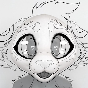 Fursuit head base - Plushie cat chibi feline cat 3d print PLA - furry cosplay leopard lion tiger