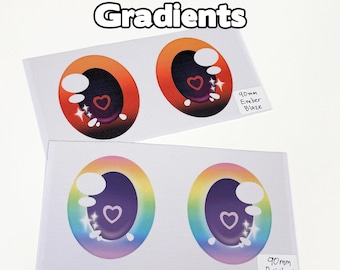 Yeux en maille pour fursuit - Dégradés premium, arc-en-ciel, néons, ovales, 10 cm, sublimation thermique, trou de 0,5 mm