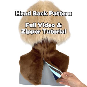 Fursuit Head Back Pattern Zipper Tutorial 53 min Video Class - Add-on Schnittmuster für Extra Slim