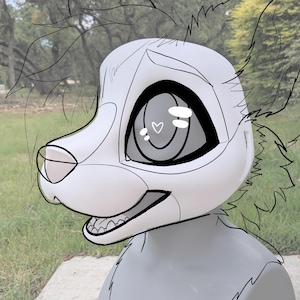 Fursuit head base - Toony big cat feline 3d print PLA - furry cosplay leopard tiger lion saber sabertooth