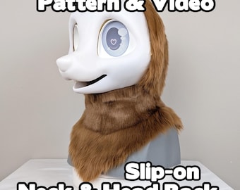Naaipatroon fursuit nek en hoofd terug - GRATIS 65 min naaicursus voor beginners - slip-on, geen rits, pdf