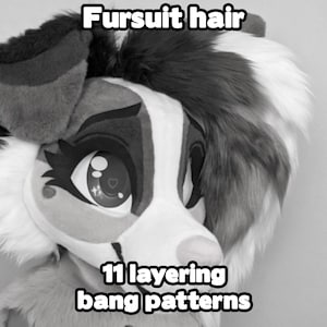 Fursuit Hair Pattern - Layered Style 11 Pieces Bangs PDF with Video Tutorials