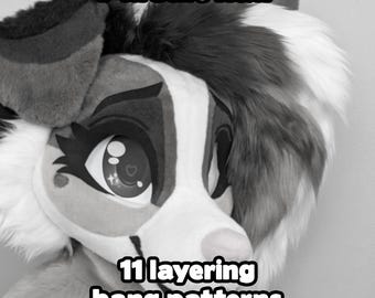 Fursuit Hair Pattern - Layered Style 11 Pieces Bangs PDF with Video Tutorials