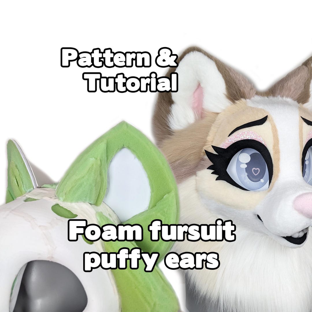 Fursuit Ear Pattern - Foam Pom Husky 9 Inch Tall Beginner PDF Tutorial ...