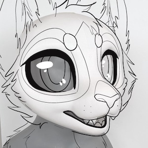 Fursuit head base - Domestic cat feline toony kemono 3d print PLA - furry cosplay
