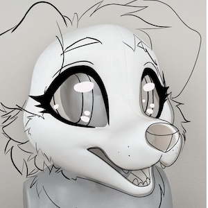 Fursuit head base - Sweet canine toony medium muzzle 3d print PLA - furry cosplay dog fox wolf