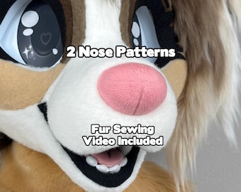 Fursuit Nose Sewing Pattern - Canine Dog Feline Plush Style PDF Feline Canine