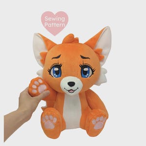 Patrón de costura de peluche de zorro peludo, tutorial digital en PDF para descargar