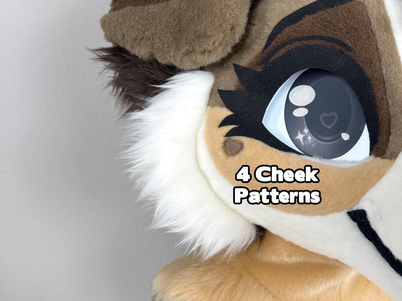 Cheek Patterns Fursuit Cheek Pattern - Foam Face Fluff 4 Sizes Beginner PDF Tutorial ...