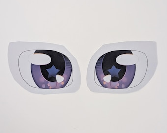 Fursuit eye mesh - A-grade 2D purple kemono anime eyes 4inch wide area - black back
