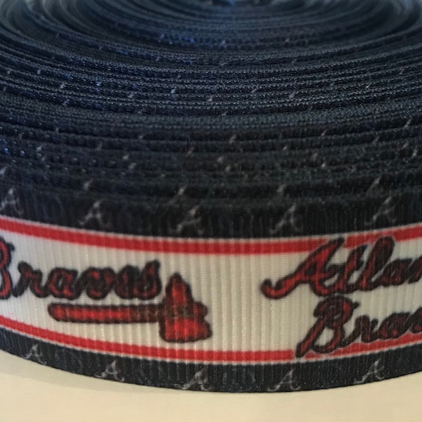 Braves Ribbon - 7/8" Grosgrain Atlanta Braves Ribbon by yard - Baseball Ribbon - Braves